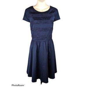 Cynthia Steffe Navy Blue Lace Dress 12 L fit flare cotton designer